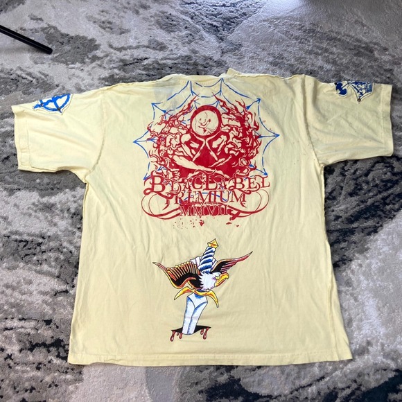 Y2K Grunge Blac Label T Shirt Sz 2XL Band AOP Forbidden MMVII Skull Snake Sword - Picture 9 of 11